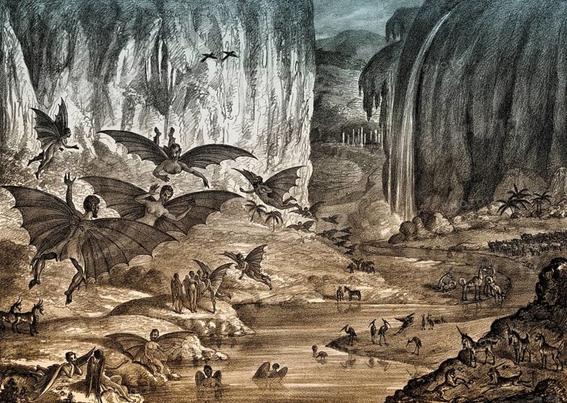 Great Moon Hoax of 1835, about the supposed discovery of life on the Moon, published in The Sun, a New York newspaper, falsely attributed to Sir John Herschel