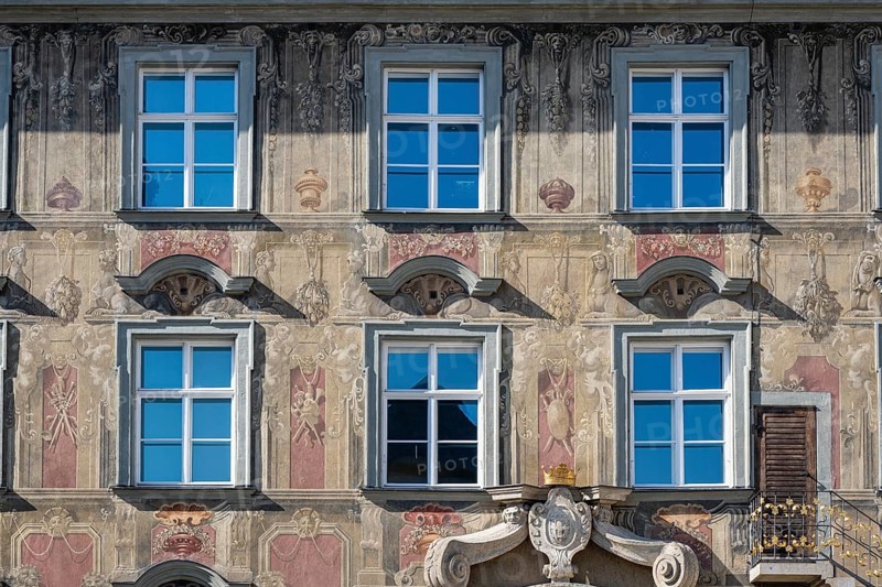 Detailed view, façade painting from Haus zum Cavazzen, city museum in the old town of Lindau, Bavaria, Germany