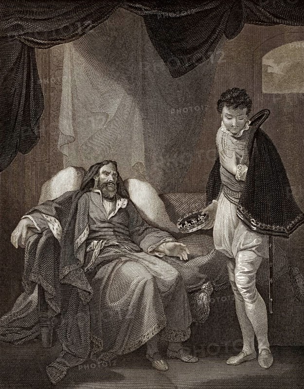 Heinrich IV., tadelnder Prinz Heinrich, Szene aus König Heinrich IV. Teil 2, Akt 4, Szene 5, ein Historienspiel von William Shakespeare
