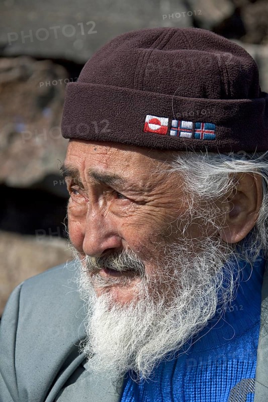 Portrait of elderly Inuit man from Uummannaq, North-Greenland, Greenland