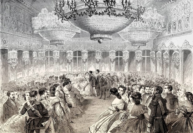 Fancy dress costumes, Ball at the Royal Palace of Naples, Naples, Italy, 19th-century