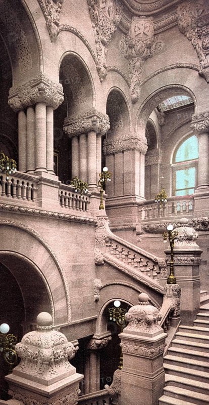 Staircase to the Capitol, Albany, New York, United States of America, USA, digitally restored reproduction from a 19th century original, record date not stated, Staircase to the Capitol, digitally restored reproduction from a 19th century original, record date not stated