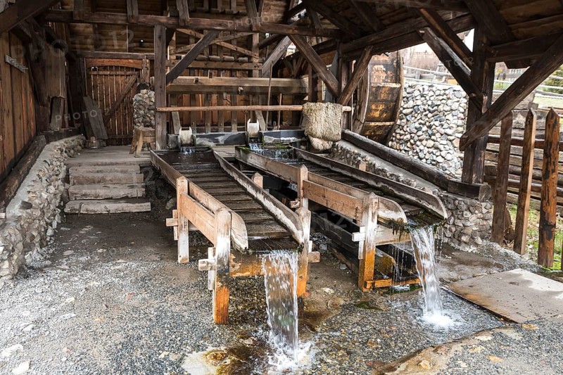 Troughs for gold rinsing in the medieval mine settlement