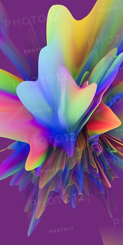 A striking visual of 3D extrusions in a holographic color palette, featuring smooth, flowing shapes in a dynamic arrangement, ideal for contemporary graphic projects and digital art backgrounds