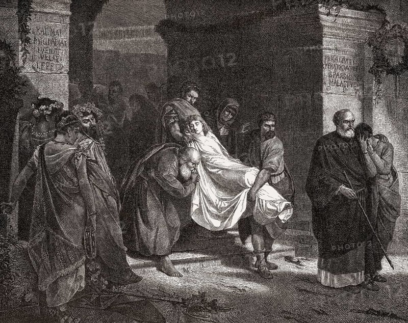 A burial, ancient Roman columbarium, Rome, Italy