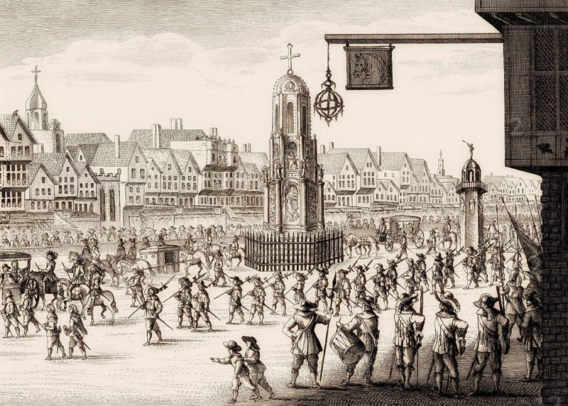 The procession of Marie de Medici along Cheapside, London, England, 1638