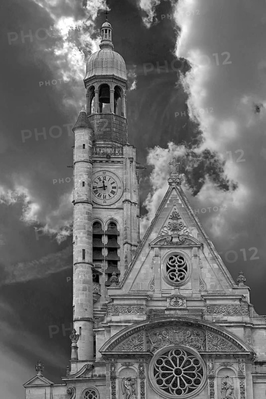 Sorbonne chapel, early 17th century, black and white, Paris, France