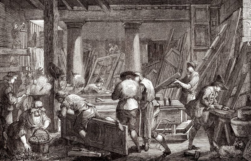 Die Werkstatt eines Tischlers, 18. Jahrhundert, Jacques-François Amand