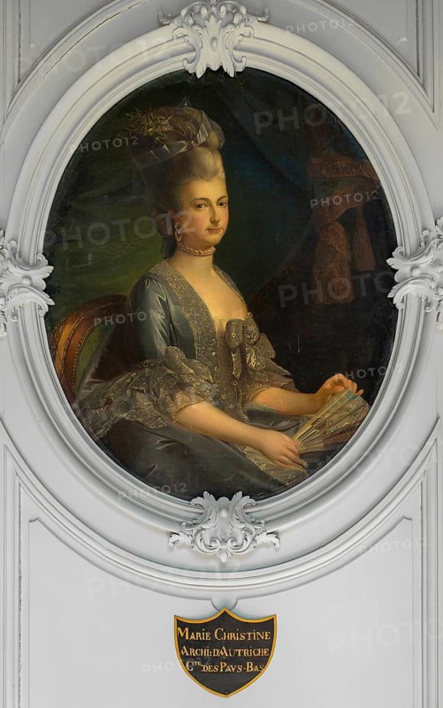 18th century portrait of Marie-Christine d'Autriche in gallery at Château de Bel?il, residence of the princes of Ligne, Hainaut, Wallonia, Belgium