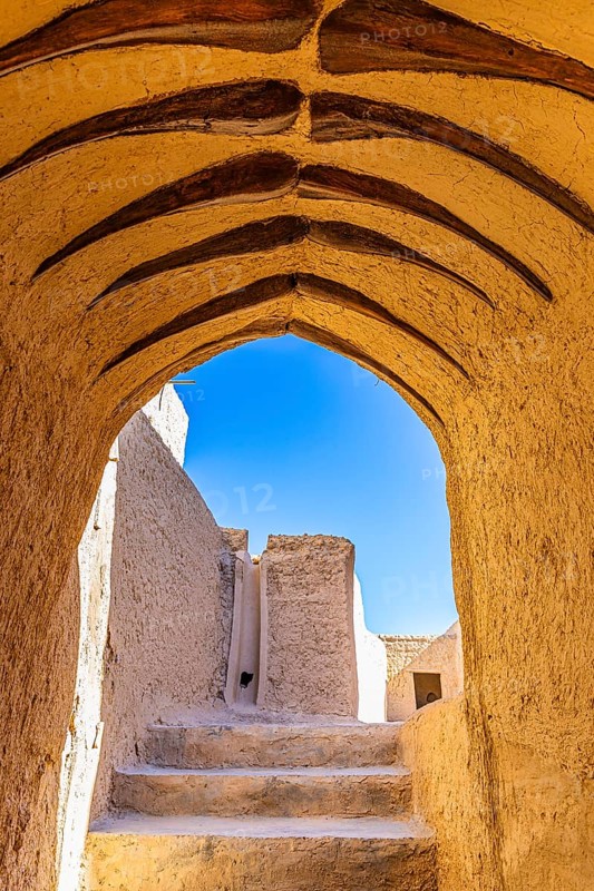 Vaulted ceiling with wooden substructure, in the largest preserved mud town in Oman, Al Bilaad, Al Bilaad Historical Village, Arabian Peninsula, Sultanate of Oman