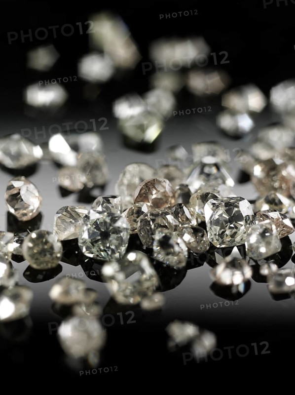 Many valuable diamonds, some rough, some cut, for further processing for the jewellery industry