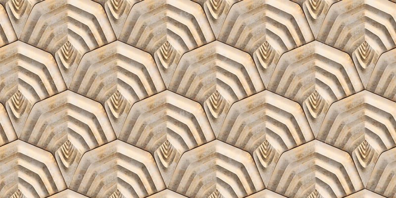 A geometric pattern featuring interlocking shield shapes and a layered 3D effect. This design creates a sense of depth and texture, ideal for creative backgrounds