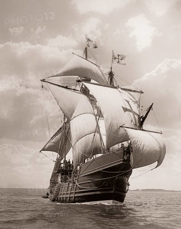 Replica of the Spanish caravel Santa Maria, used by Christopher Columbus in his first voyage across the Atlantic Ocean in 1492, digitally optimized