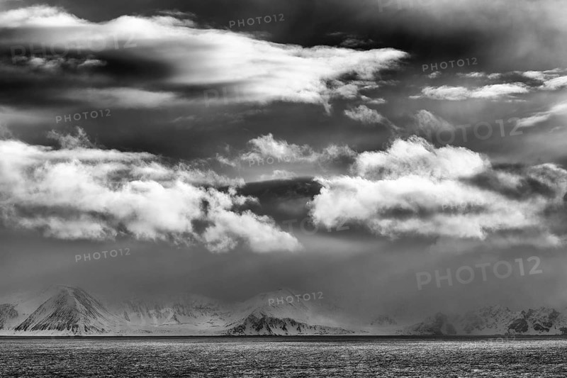 Dramatic lighting over the Norwegian European Sea, Söröya, Finnmark, Norway, March 2019