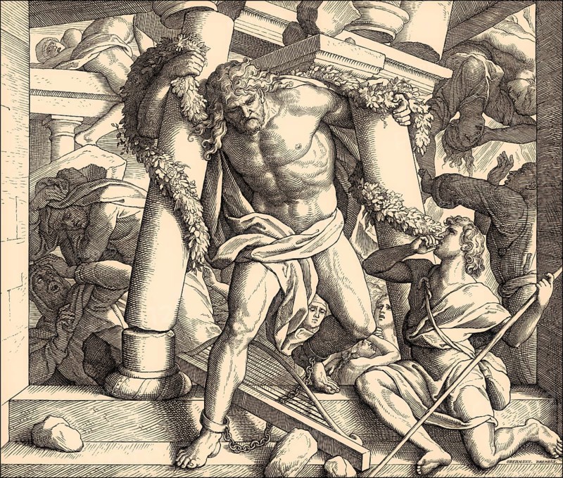 Death of Samson, Old Testament, by Julius Schnorr von Carolsfeld