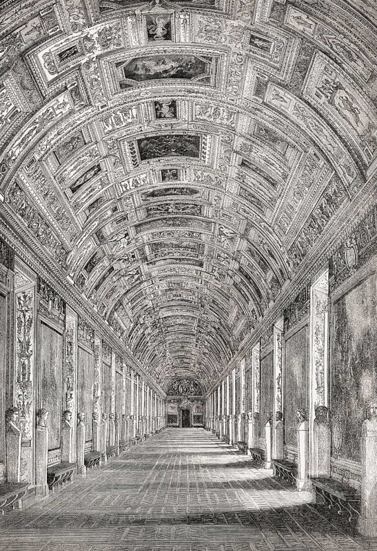 The gallery of maps, Vatican Museums, Vatican City, Rome, Italy, 19th Century