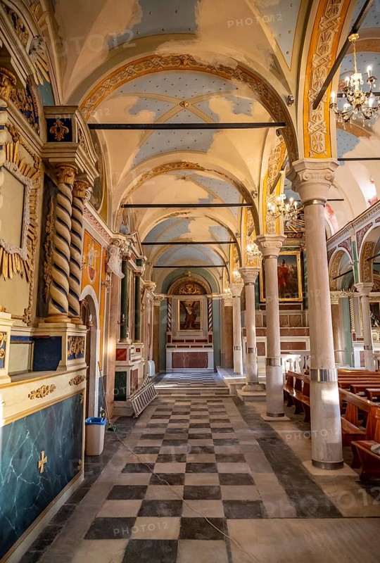 Interior view of the Basilica of San Giorgio in Ano Syros, Ano Syros, Syros, Cyclades, Greece
