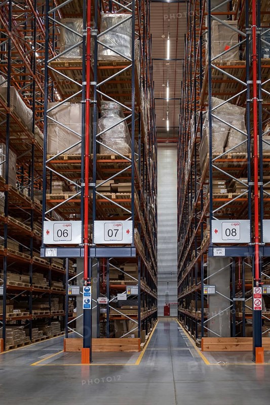 WROCLAW, POLAND - JANUARY 18, 2025: shelves in a high-bay warehouse of shop Agata Meble