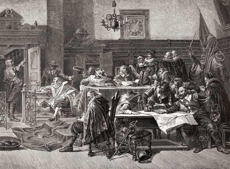 The Council of Stralsund rejects the call for surrender, siege of the city of Stralsund, Thirty Years War, 1627