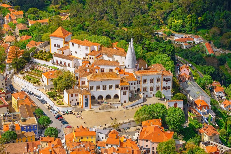 Sintra National Palace, high angle view, Sintra, Portugal
