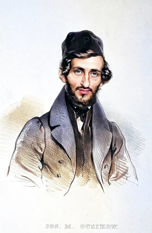 Michael Joseph Gusikow (born 2 September 1806 in Schklou, died 21 October 1837 in Aachen) was a Jewish klezmer and virtuoso xylophone player, Historic, digitally restored reproduction from a 19th century original, Record date not stated