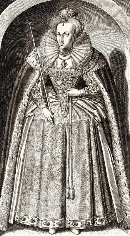 Anne of Denmark, 1574 - 1619, wife of James VI and I, James Charles Stuart, 1566 – 1625, King of England, digitally edited