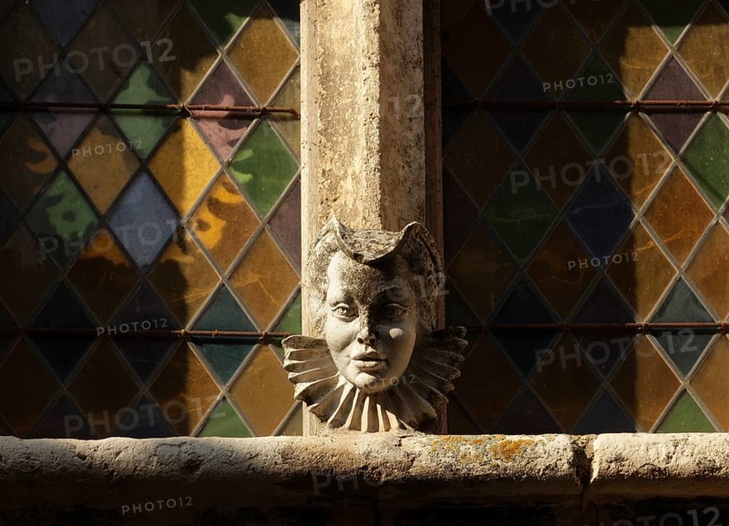 Window in the village of Aiguèze, Gard, Provence, France