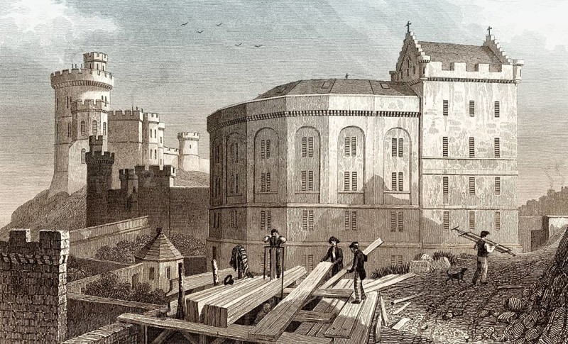 East End of the Bridewell and Jail Governor's House, Edinburgh, Scotland, 19th century, from Modern Athens by Th. H. Shepherd