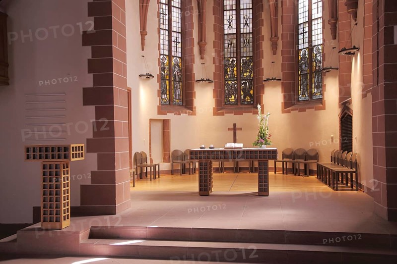 Late Gothic chancel, Old St. Nicholas Church, interior view, Römerberg, Frankfurt am Main, Hesse, Germany