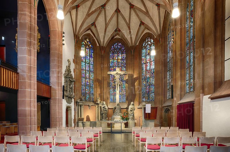 Interior view, hospital church, choir room, altar, Stuttgart, Baden-Württemberg, Germany