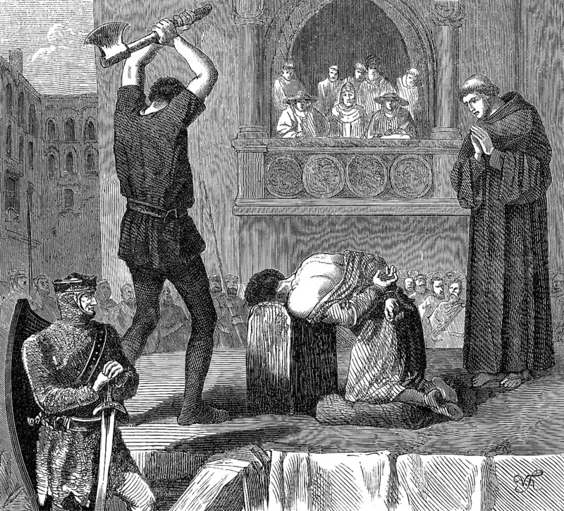 The execution of Crescentius the Younger or Crescentius II in 998