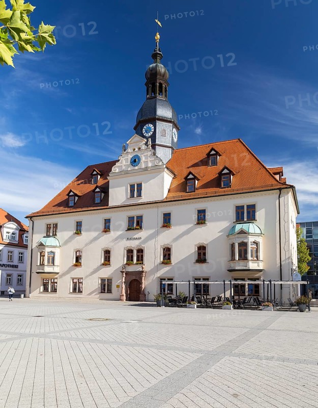 Town hall on the market square, Borna, Saxony, Germany