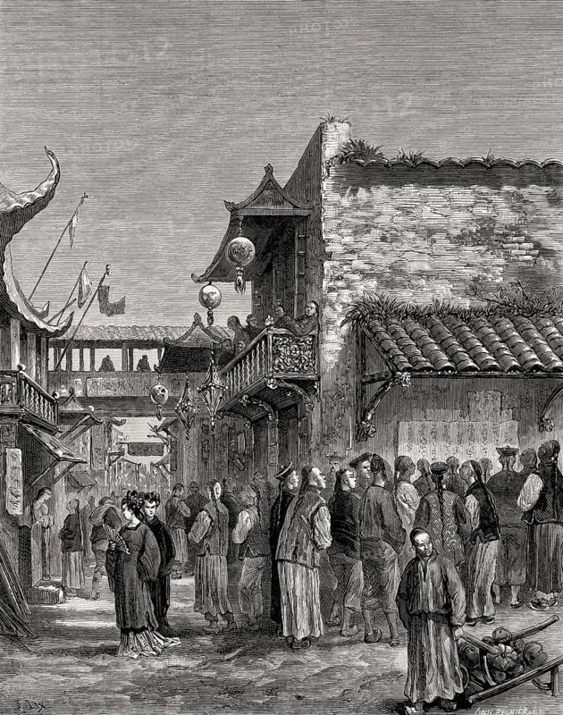 People reading the Chefoo Convention, Shanghai, China, 1876