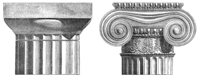Ancient Greek capitals, Doric order and Ionic order