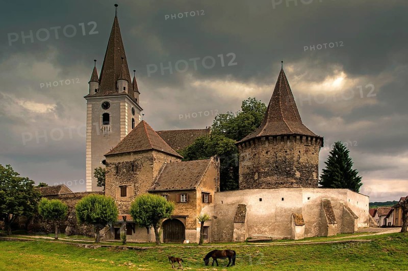 Castle, fortified church, Grossau in Romania, Sibiu, Romania