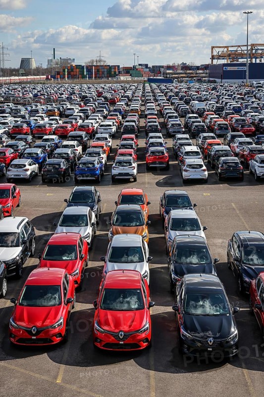 Duisburg, North Rhine-Westphalia, Germany, new cars, transhipment centre, car terminal in Duisburg port