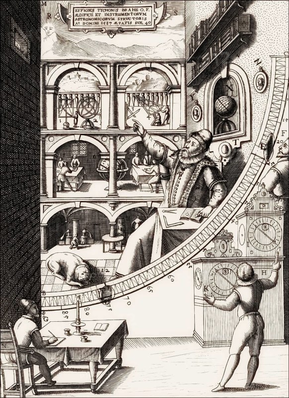 Tycho's Wall Quadrant, Tycho Brahe in his Uraniborg observatory, 1598