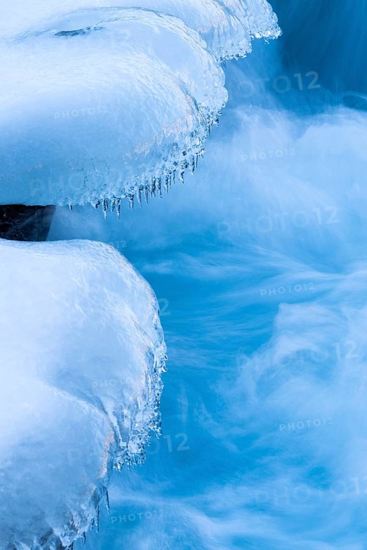 Ice in the river, Brúarfoss, waterfall, snow, winter, Golden Circle, Iceland, Scandinavia