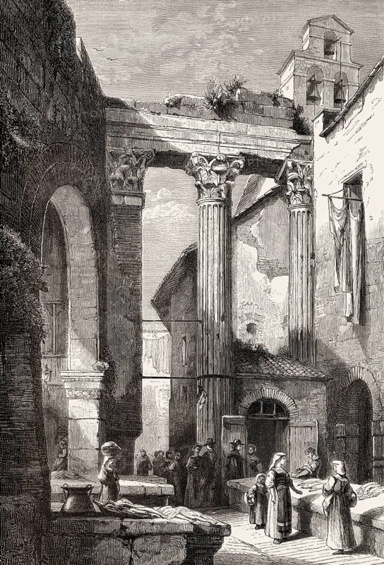 Porticus Octaviae, Portico of Octavia, Rome, Italy, 19th Century