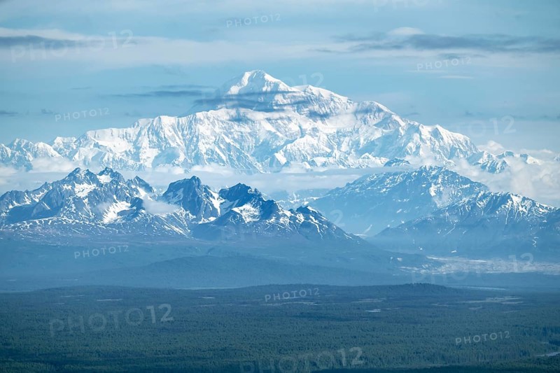 Aerial view, Mt Denali, Alaska Range, Denali National Park, Alaska, USA