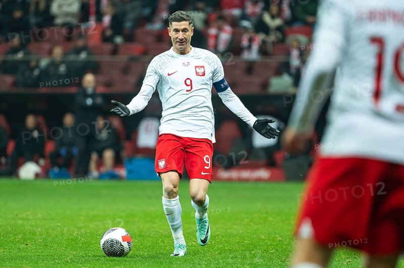 WARSAW, POLAND - NOVEMBER 17, 2023: Qualifications for UEFA Euro 2024. Match Poland - Czech Republic 1:1. In action Robert Lewandowski