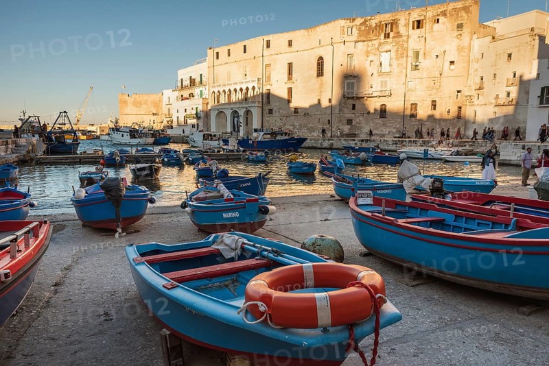 MONOPOLI, ITALY - SEPTEMBER 27, 2018: Blue boats in the marina