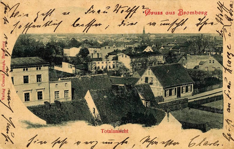Historical postcard around 1900, Bromberg, today Bydgoszcz, in the Polish Kujawsko-Pomorskie Voivodeship, Poland, reproduction of a postcard, historical
