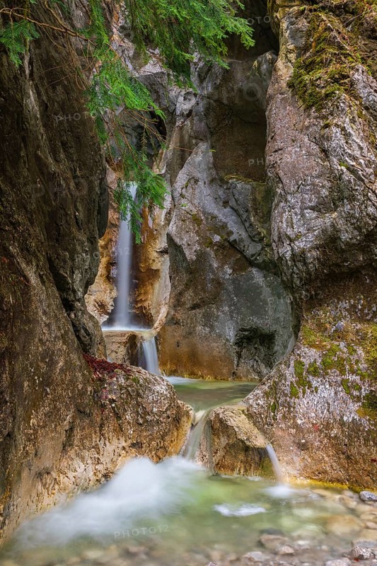 Heckenbach waterfall, The dripping eye of nature, Kochel am See, Bavaria, Germany