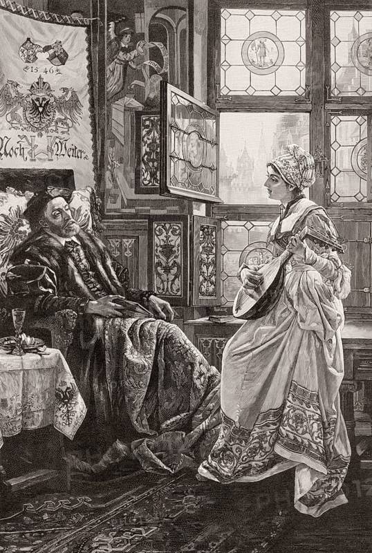 Charles V and his mistress, Barbara Blomberg, Reichstag in Regensburg in 1546