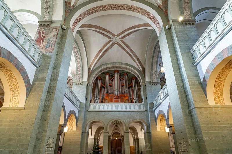 Interior and organ of St. Peter's Church in Soest, North Rhine-Westphalia, Germany