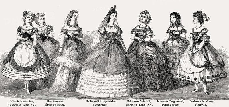 Fancy dress costumes, Tuileries Ball, Paris, France, 19th-century