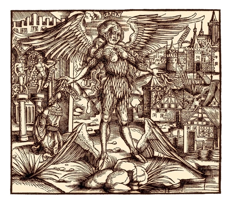 Fama, Sebastian Brant's Virgil Aeneid, printed by Hans Grüninger, Strasbourg, 1502, facsimile 19th century
