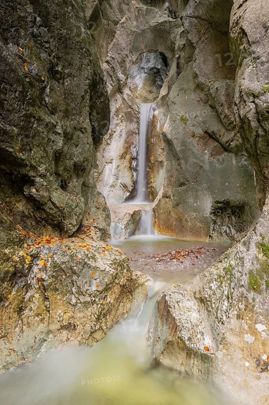 Heckenbach waterfall, The dripping eye of nature, Kochel am See, Bavaria, Germany