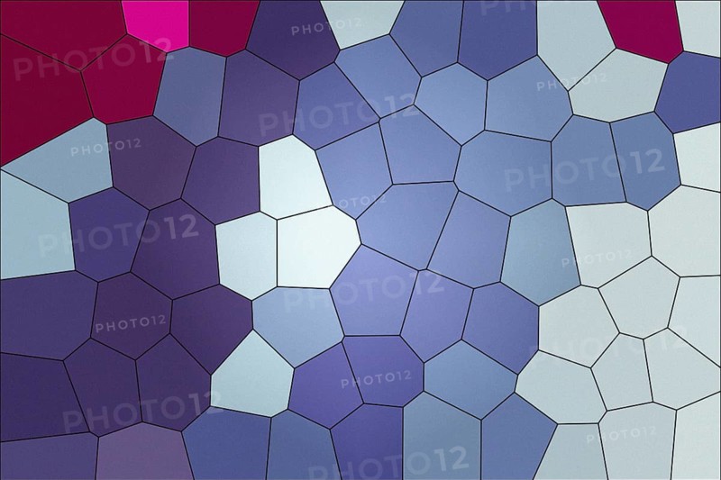 Abstract illustration featuring a vibrant mosaic of geometric shapes in varying shades of blue, purple, and pink, perfect for creative and artistic backgrounds